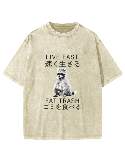Japanese Cute Animal Pattern Vintage Distressed T-shirt-Zazasy