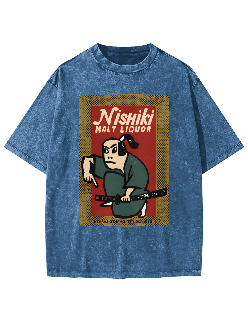 Samurai Holding Sword Vintage Washed T-shirt