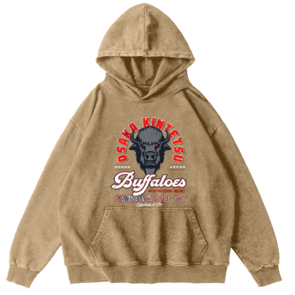 Osaka Kintetsu Buffaloed Vintage Washed Hoodie-Zazasy