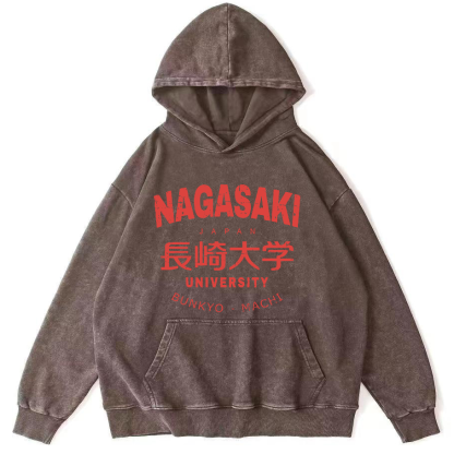 NAGASAKI University  Vintage Washed Hoodie-Zazasy