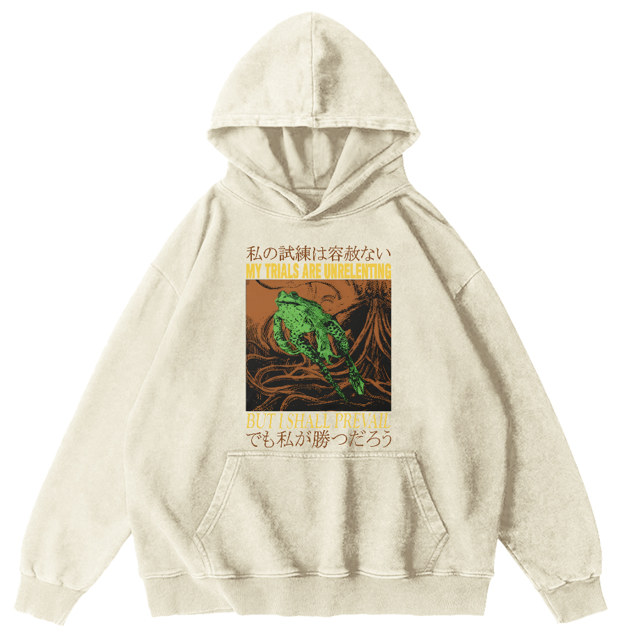 Jumping Frog Vintage Distressed Hoodie-Zazasy