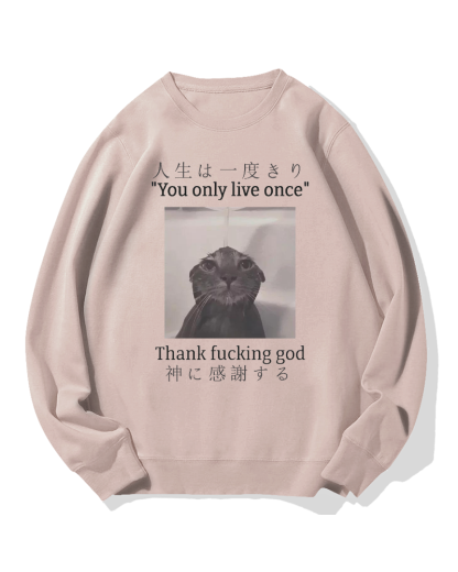 Funny Meme Cat Cotton Sweatshirt