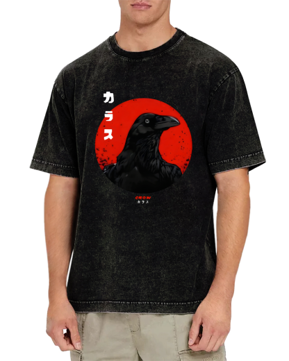 Crow Japanese Vintage Distressed T-shirt-Zazasy