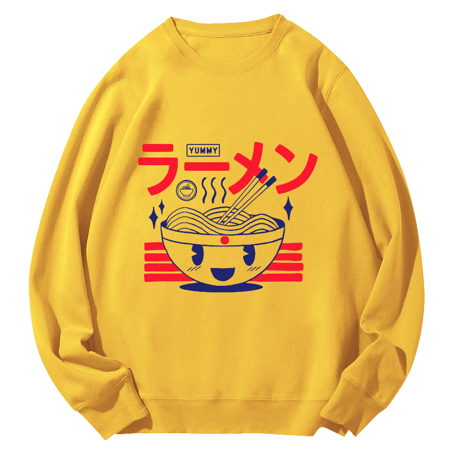 Japanese Lamian Noodles Round Neck Sweatshirt-Zazasy
