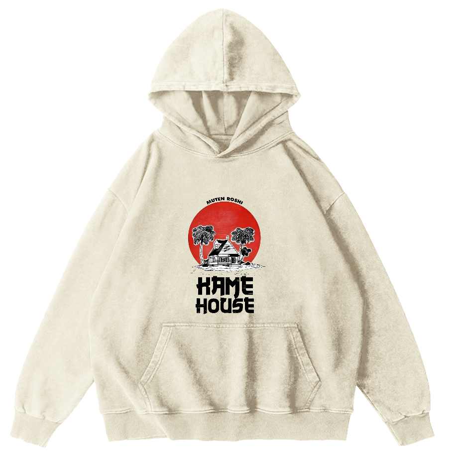 Beach Cottage Japanese Style Vintage Distressed Hoodie-Zazasy