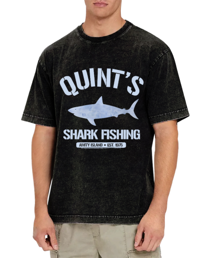 Quint's Shark Fishing Jaws Retro Vintage Distressed T-shirt-Zazasy