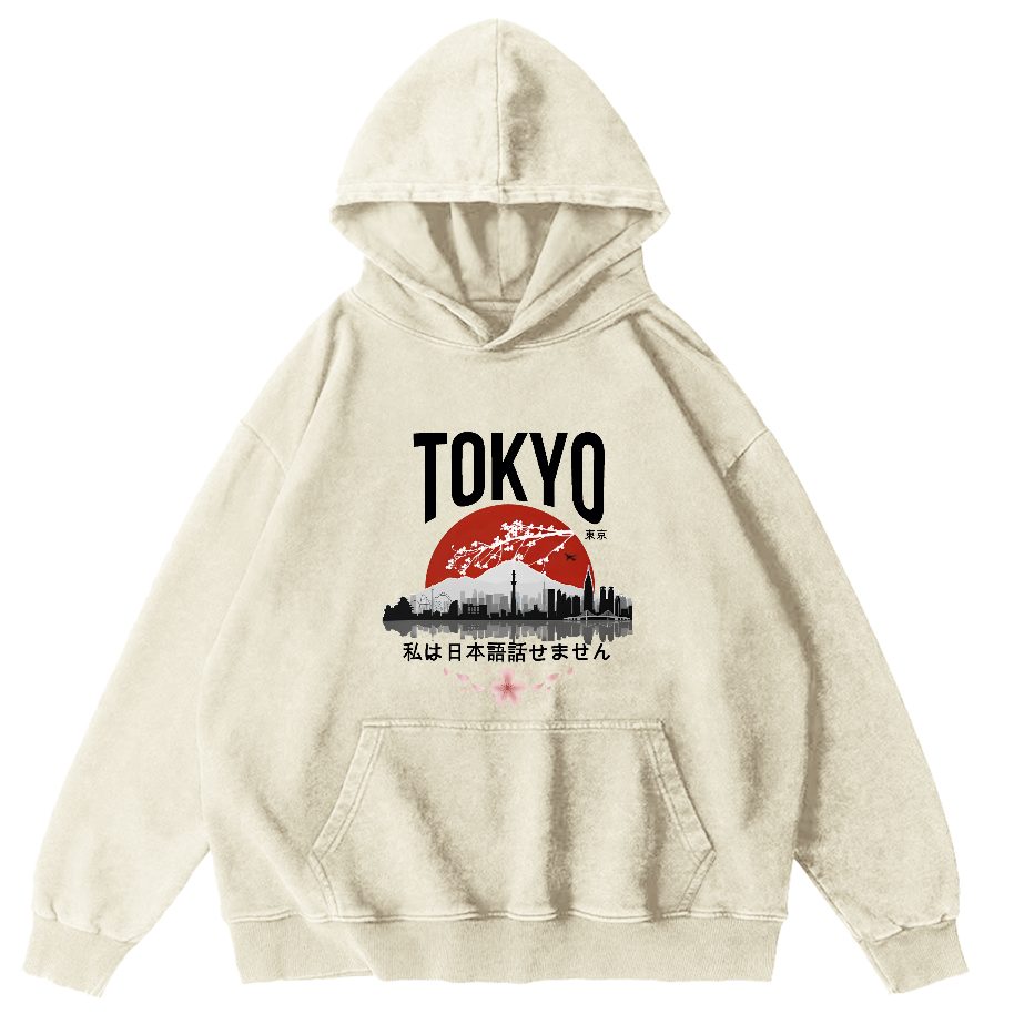 Tokyo City Scenery Vintage Distressed Hoodie-Zazasy