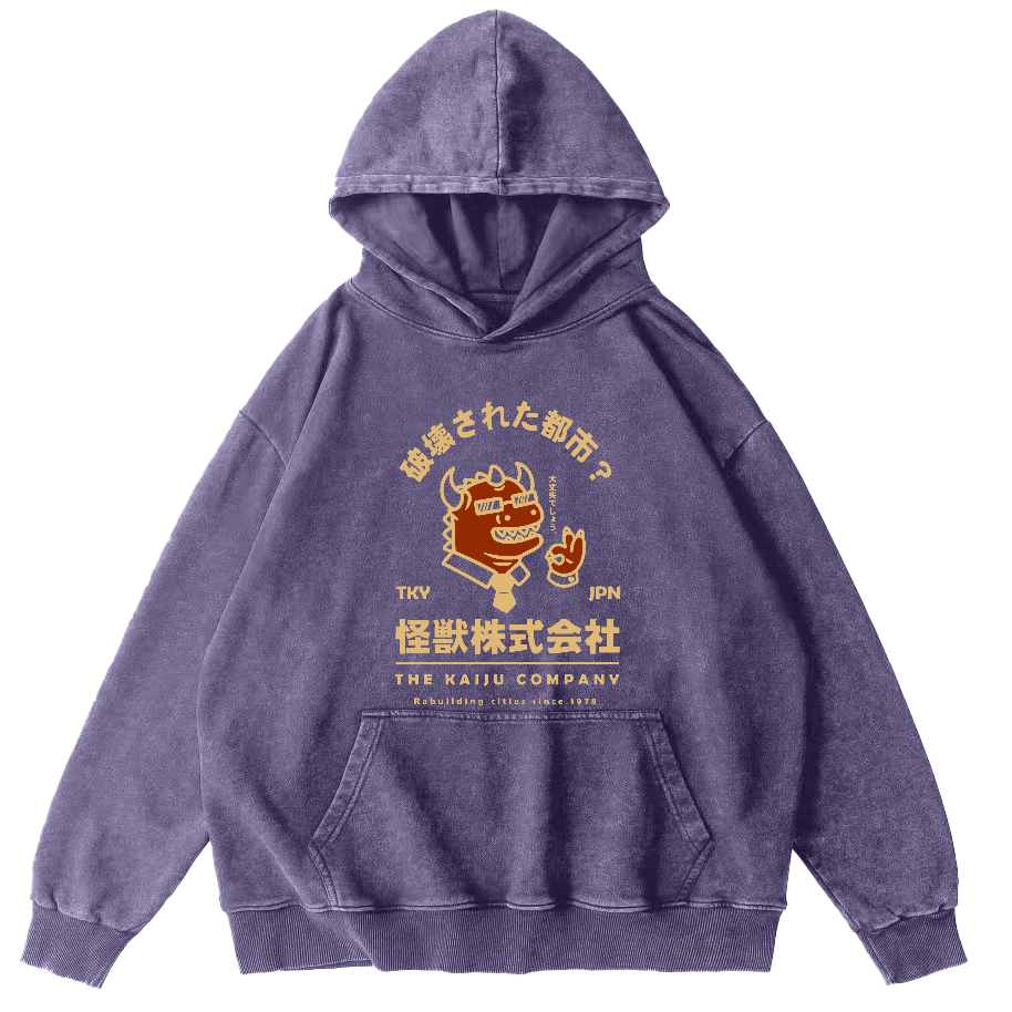 Monsters in Society Vintage Washed Hoodie-Zazasy