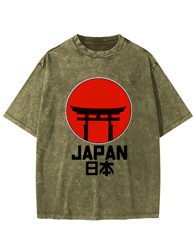Japanese Logo Pattern Vintage Distressed T-shirt-Zazasy