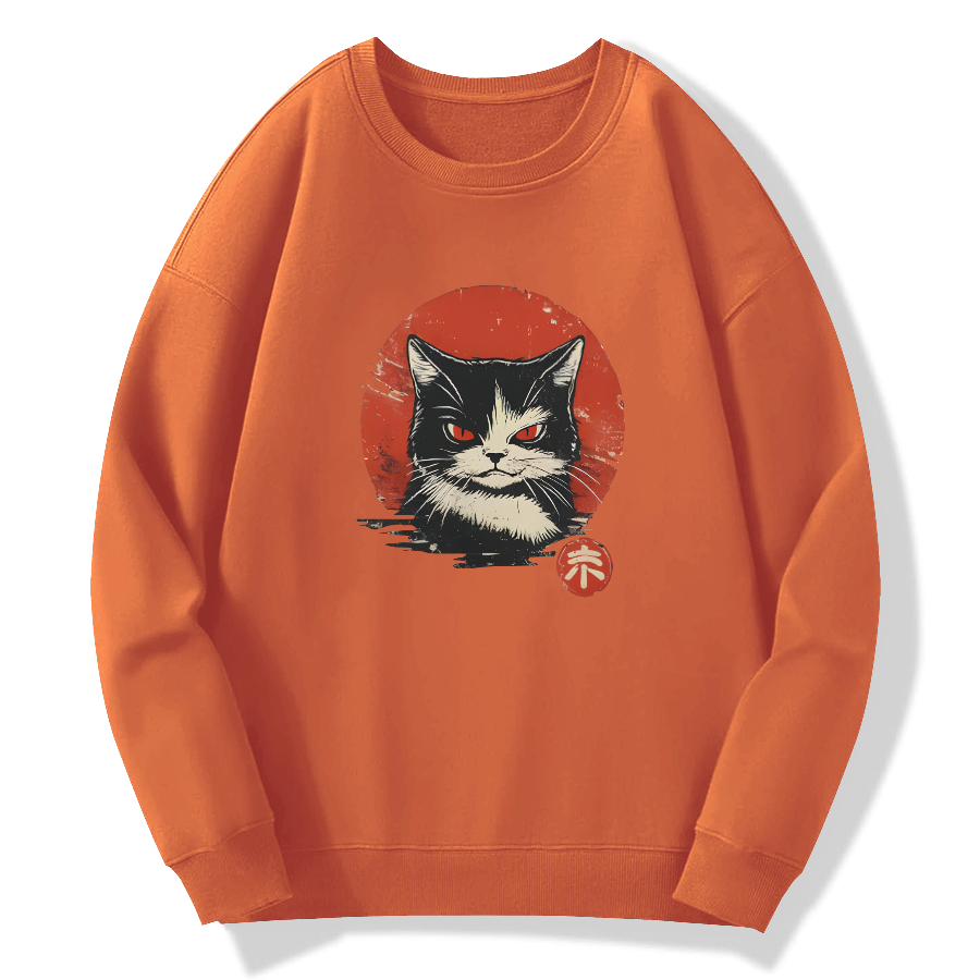 Retro Cat Japanese Style Cotton Pullover Sweatshirt