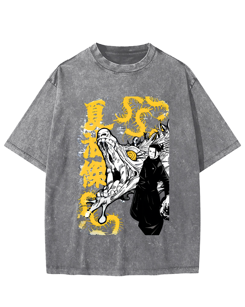 Crocodile Monster Japanese Style Vintage Washed T-shirt-Zazasy