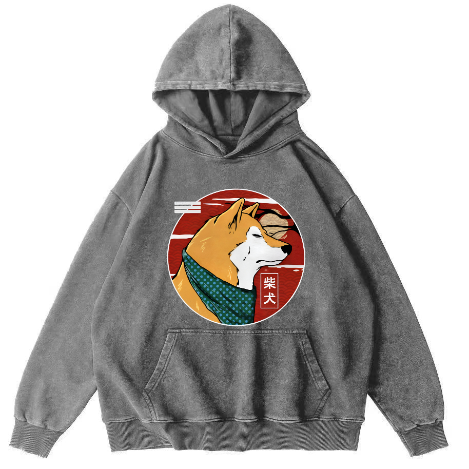 Cute Shiba Inu Vintage Distressed Hoodie-Zazasy