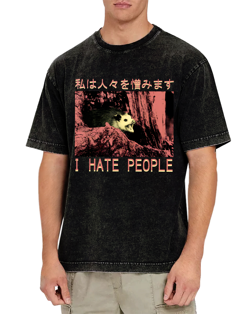 I Hate People Vintage Distressed T-shirt-Zazasy