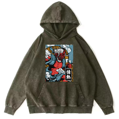 Passionate Japanese Style Image Vintage Distressed Hoodie-Zazasy