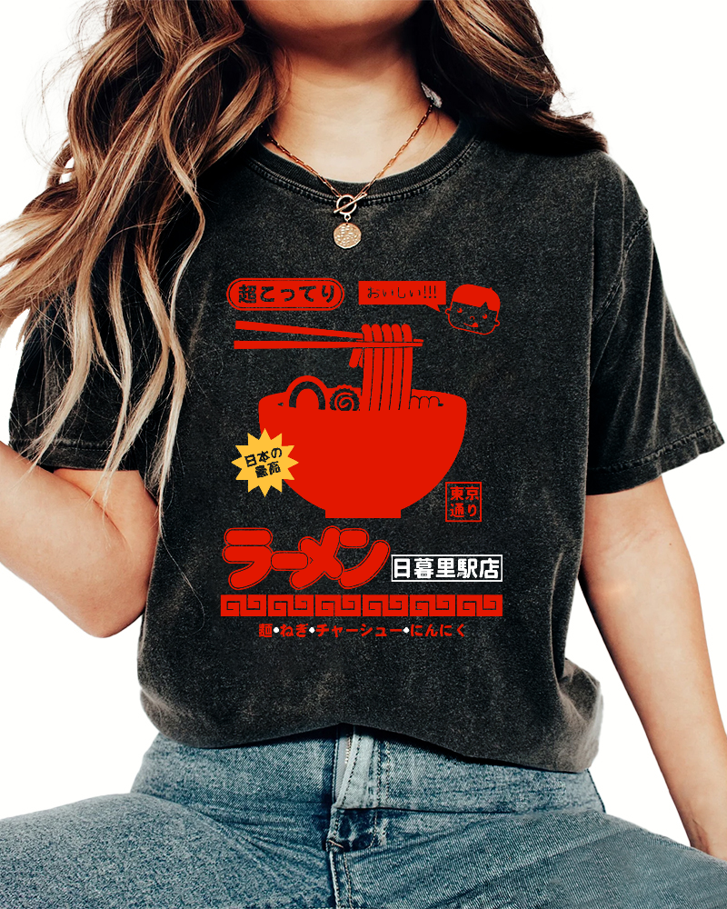 Tokyo Lamian Noodles Vintage Washed T-shirt-Zazasy