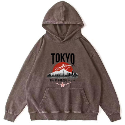Tokyo City Scenery Vintage Distressed Hoodie-Zazasy