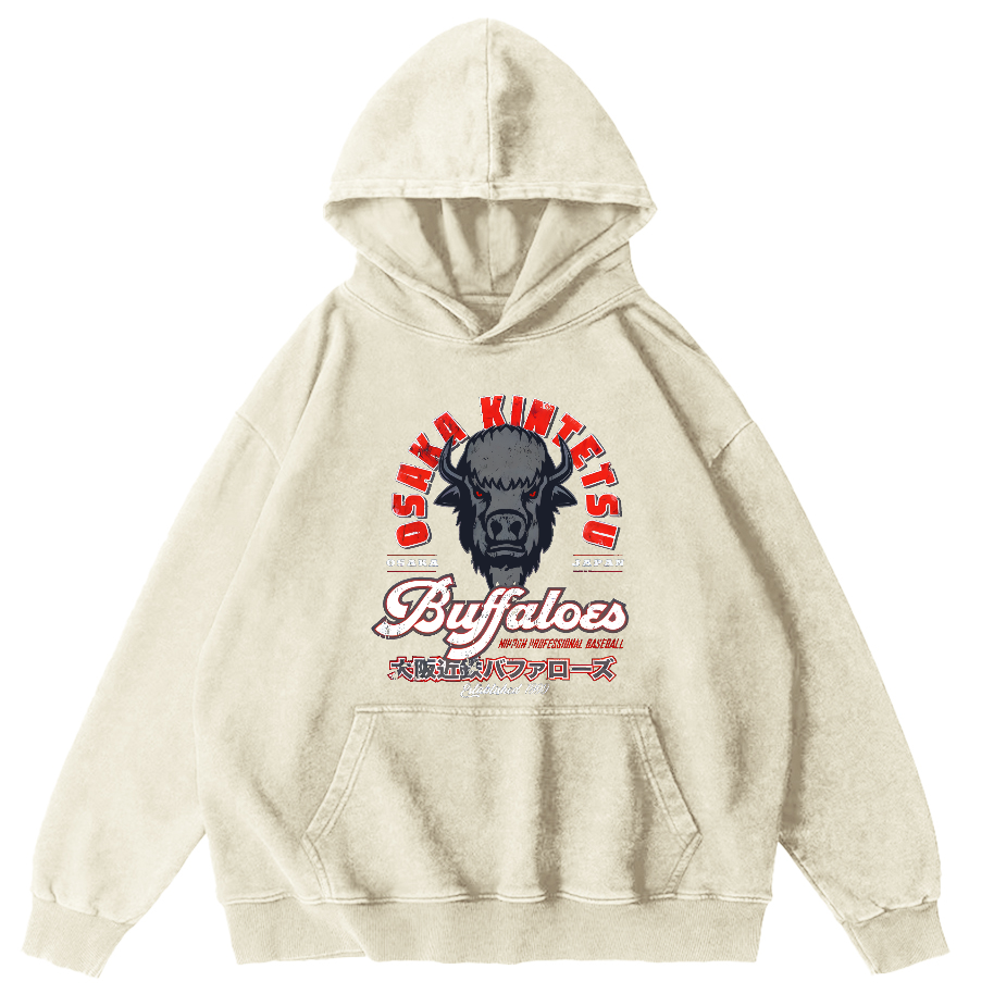 Osaka Kintetsu Buffaloed Vintage Washed Hoodie-Zazasy