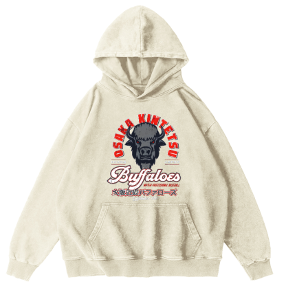 Osaka Kintetsu Buffaloed Vintage Washed Hoodie-Zazasy
