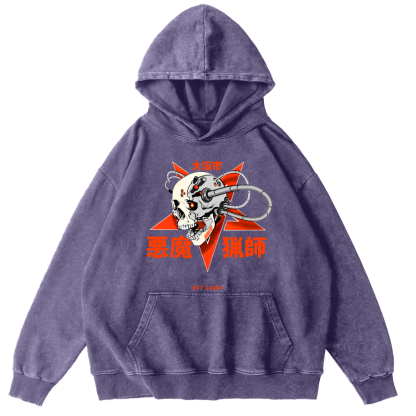 Demon Mechanic Japanese Vintage Distressed Hoodie-Zazasy