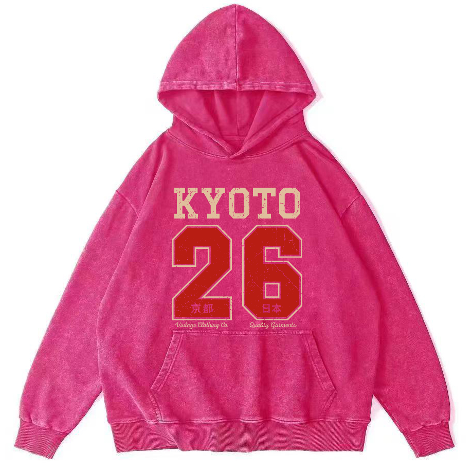 Kyoto Japan No. 26 Vintage Washed Hoodie-Zazasy