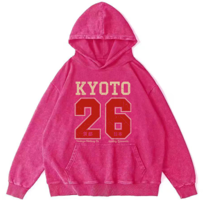 Kyoto Japan No. 26 Vintage Washed Hoodie-Zazasy
