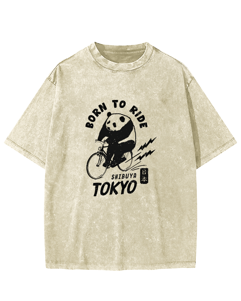 Fun Panda Pattern Vintage Distressed T-shirt-Zazasy