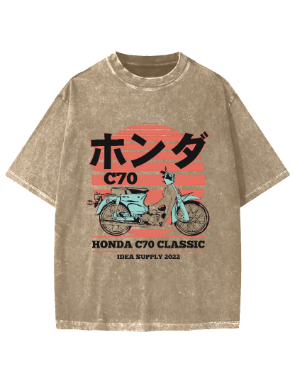 Japanese retro motorcycle Vintage Washed T-shirt