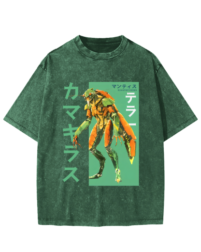 Mantis Monster Japanese Style Vintage Washed T-shirt-Zazasy