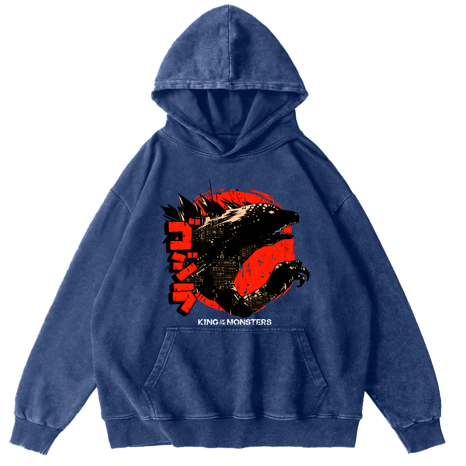 King oF Monsters Vintage Distressed Hoodie-Zazasy