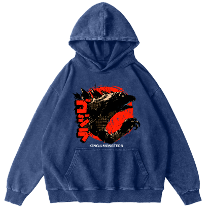King oF Monsters Vintage Distressed Hoodie-Zazasy