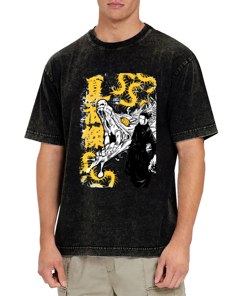 Crocodile Monster Japanese Style Vintage Washed T-shirt-Zazasy