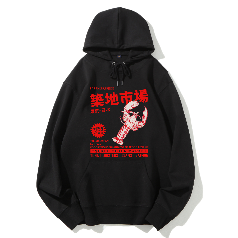 Tsukiji Seafood Market Cotton Hooded Sweatshirt