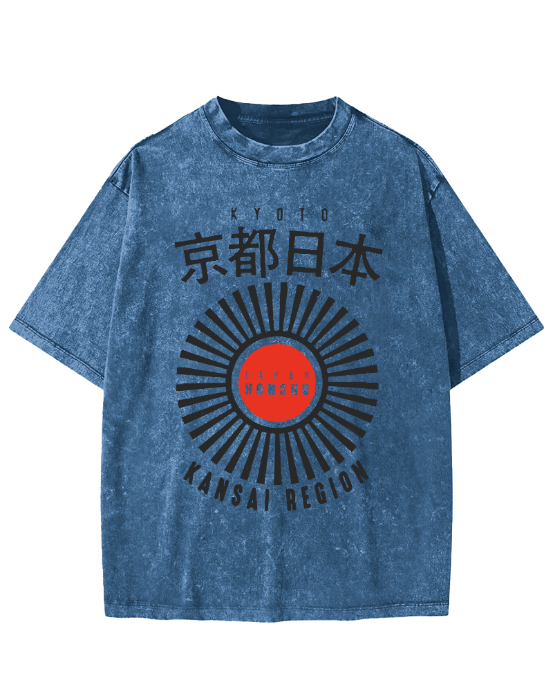 Kyoto, Japan Vintage Washed T-shirt-Zazasy