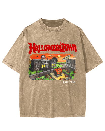 Halloween Town Vintage Washed T-shirt-Zazasy