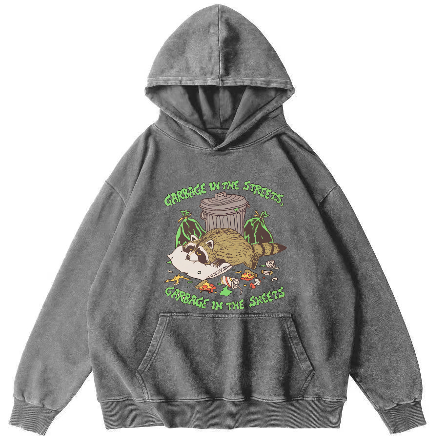 Eating And Sleeping Rccoons Vintage Distressed Hoodie-Zazasy