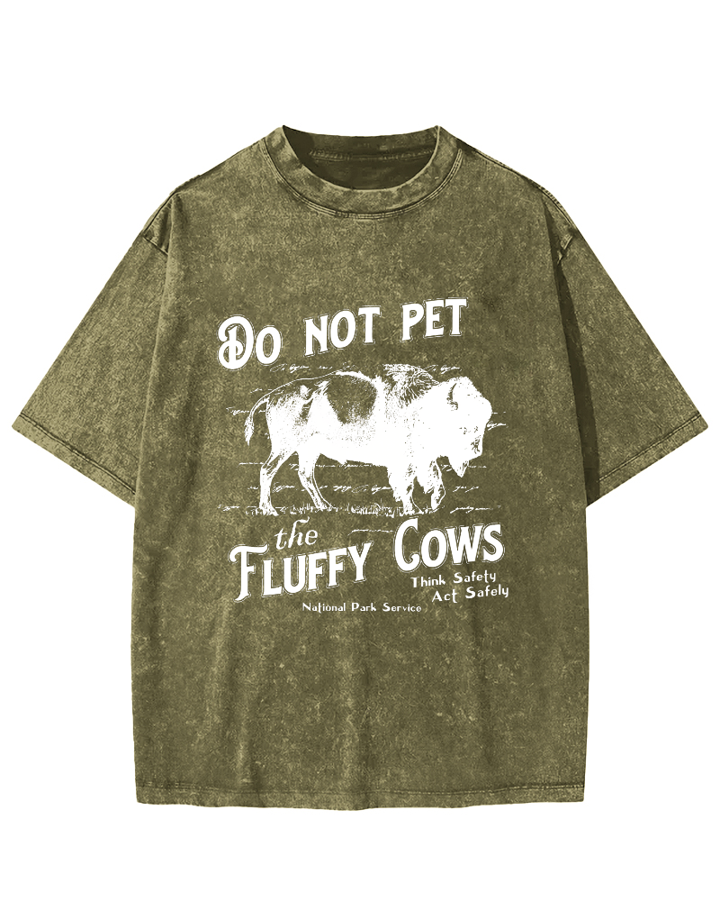 Do Not Pet The Fluffy Cows Vintage Distressed T-shirt-Zazasy