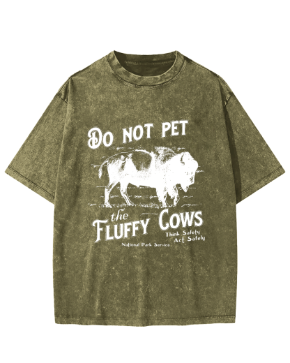 Do Not Pet The Fluffy Cows Vintage Distressed T-shirt-Zazasy