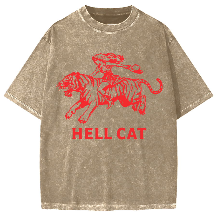 Cowgirl Hell Cat Vintage Washed T-shirt
