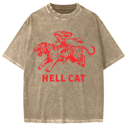 Cowgirl Hell Cat Vintage Washed T-shirt
