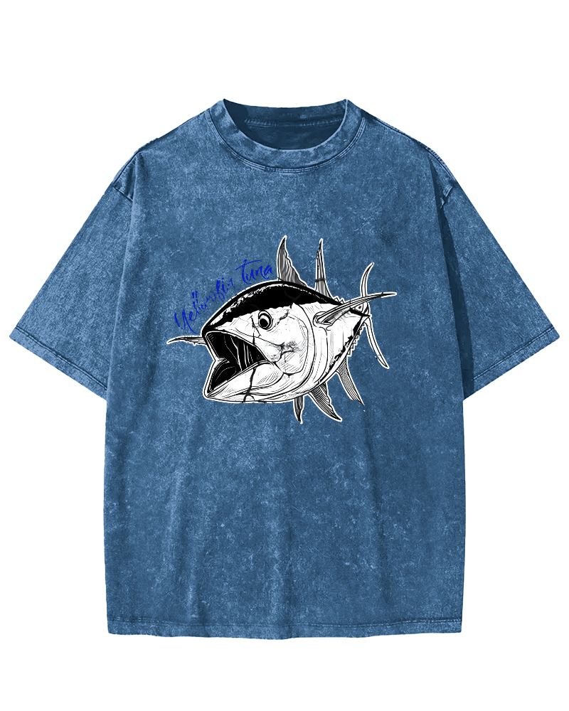 Japanese Tuna Leisure Vintage Distressed T-shirt-Zazasy