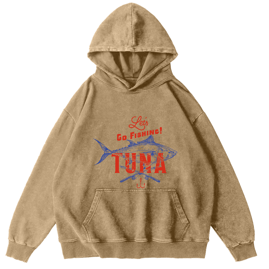 Sea fishing tuna Japanese washed hoodie-Zazasy