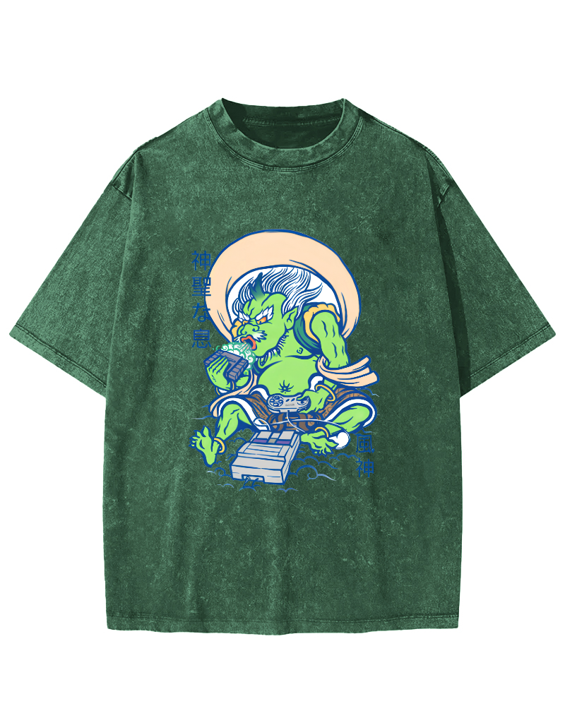 Abstract Monster Japanese Vintage Distressed T-shirt-Zazasy