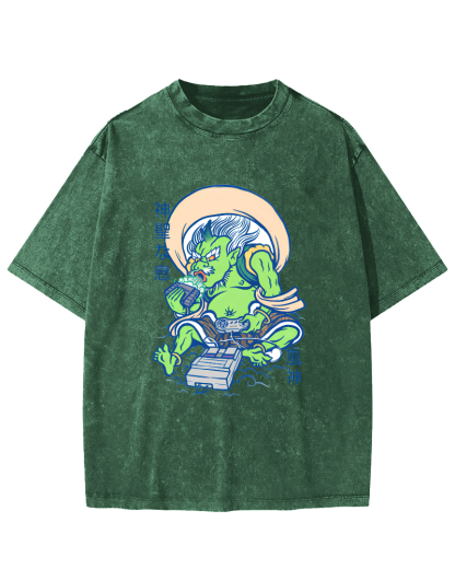 Abstract Monster Japanese Vintage Distressed T-shirt-Zazasy