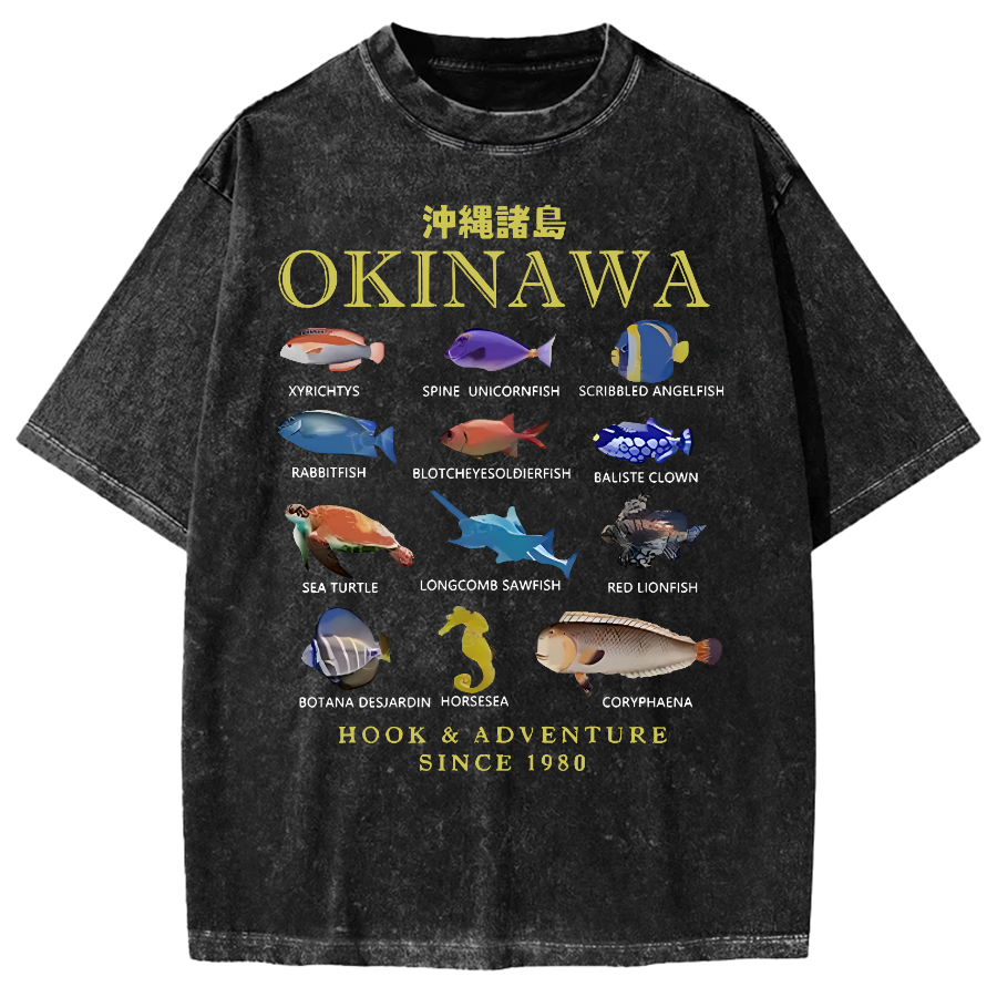 Okinawa Islands Fish Vintage Washed T-shirt