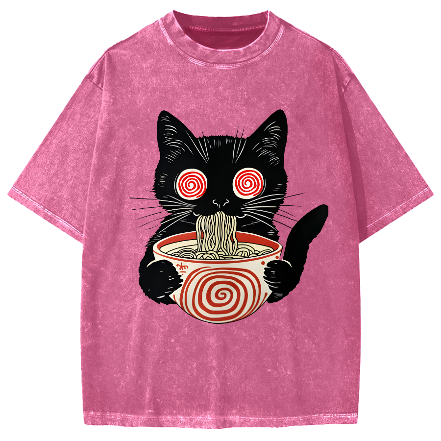 Dizzy Ramen Cat Vintage Washed T-shirt