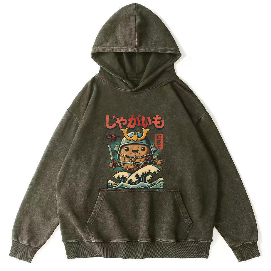 Retro Cartoon Japanese Style Vintage Distressed Hoodie-Zazasy