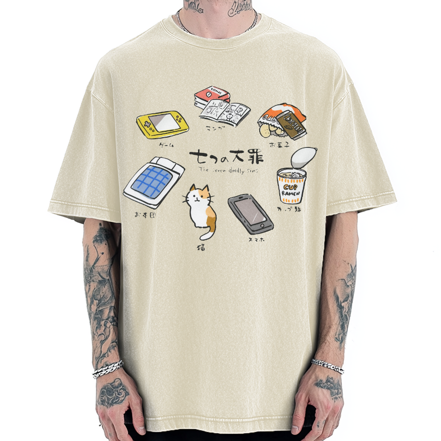 The Seven Deadly Sins Japanese Vintage Washed T-shirt