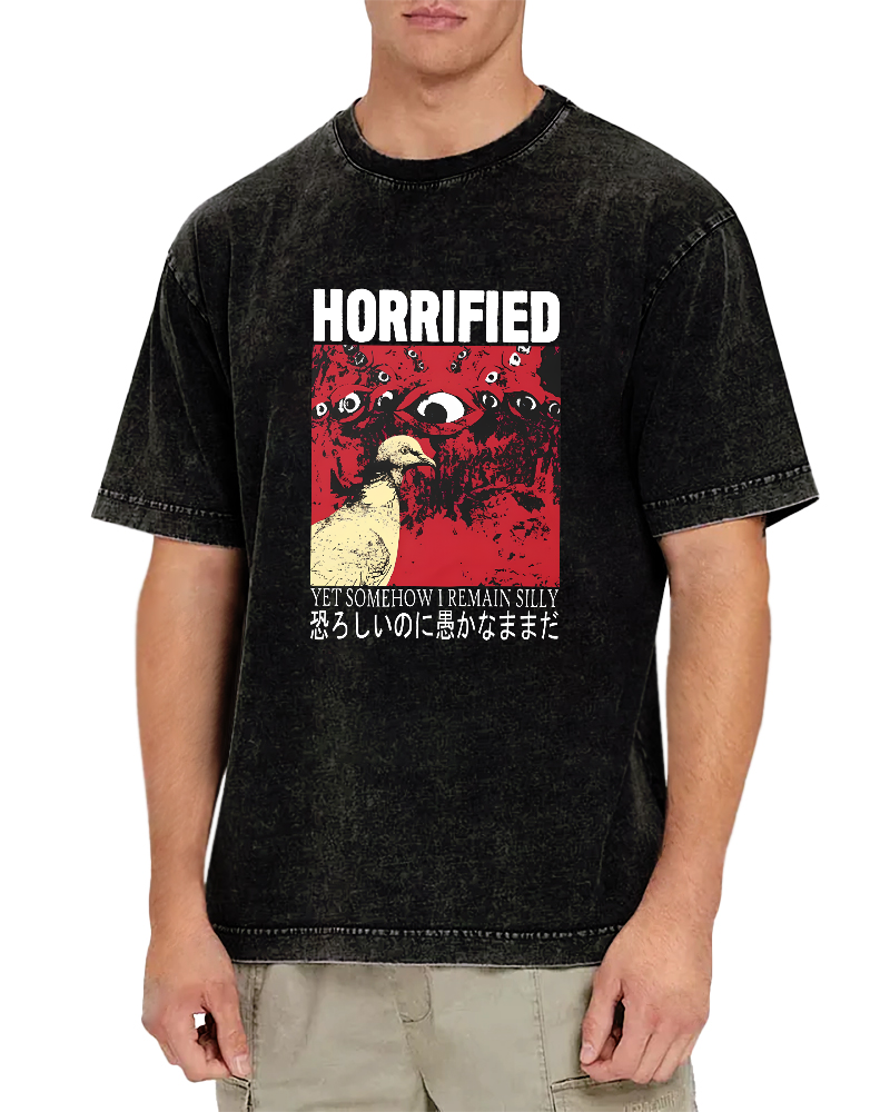 Abstract Pigeon Pattern Japanese Style Vintage Distressed T-shirt-Zazasy