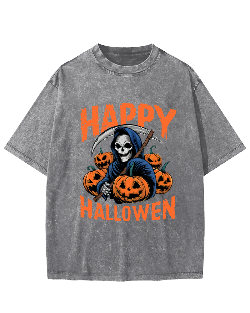 Halloween Pumpkin Lamp  Vintage Distressed T-shirt-Zazasy
