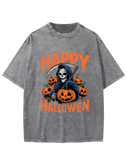 Halloween Pumpkin Lamp  Vintage Distressed T-shirt-Zazasy